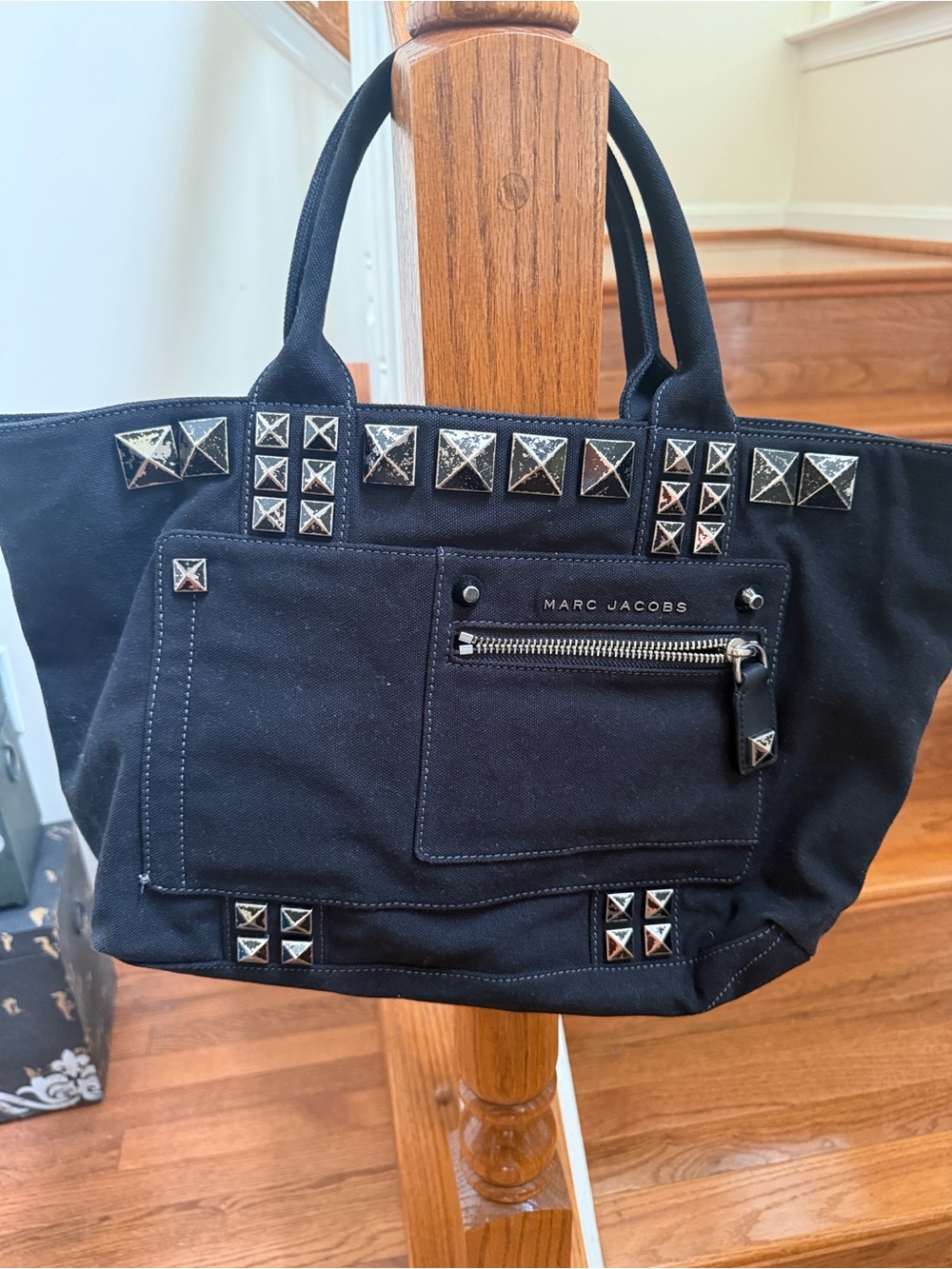 Marc Jacobs Black Canvas Studded Tote